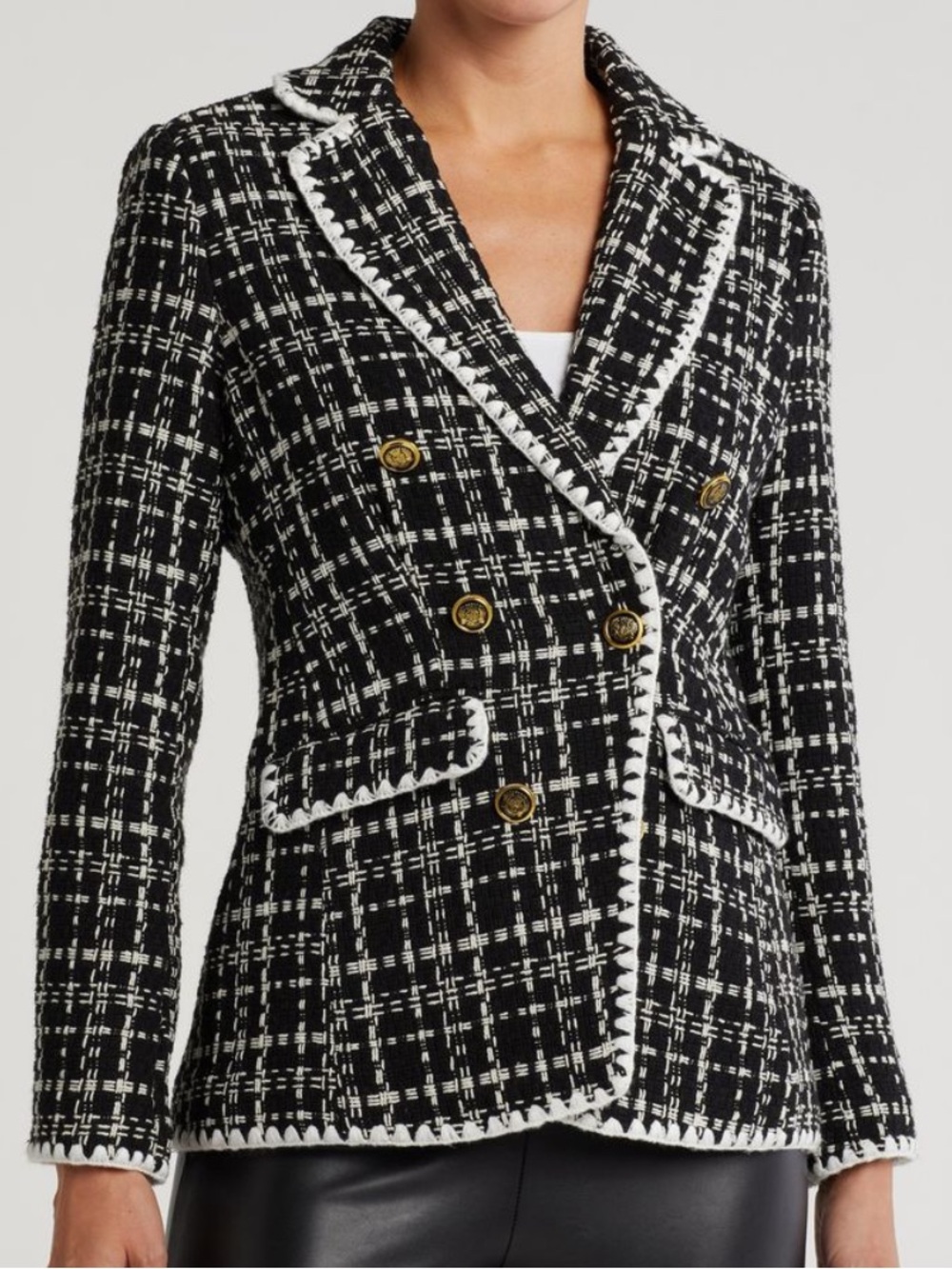 Laundry by Shelli Segal black white knit wool jacket coat size XL